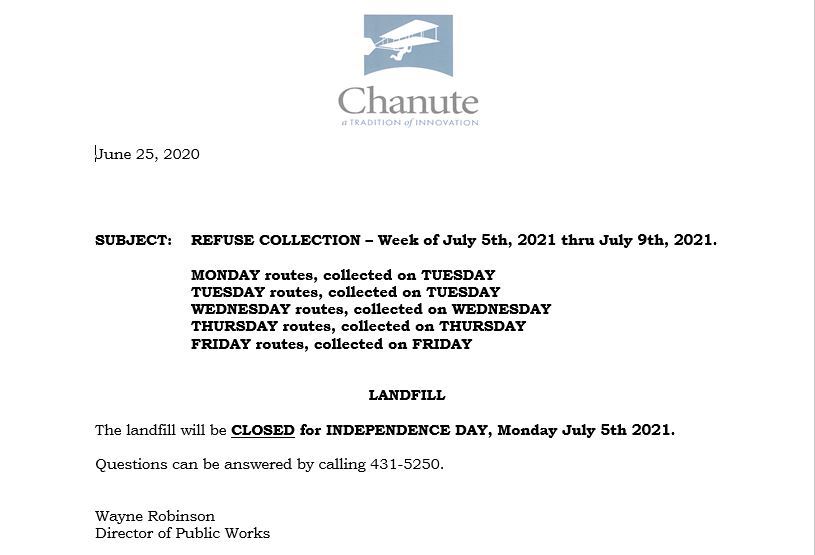 7-4-21 trash schedule