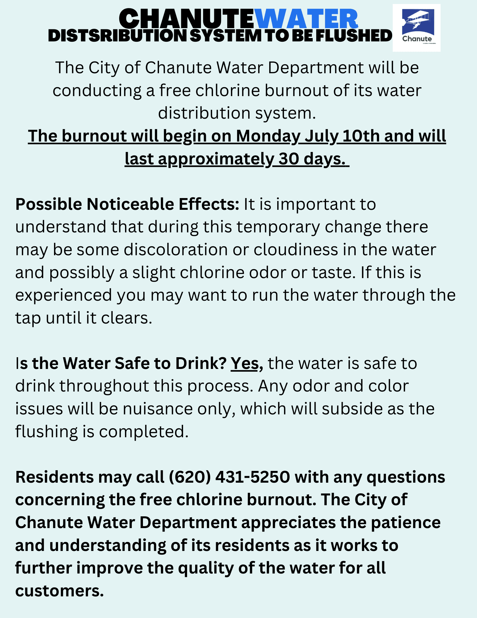 Water distribution flush
